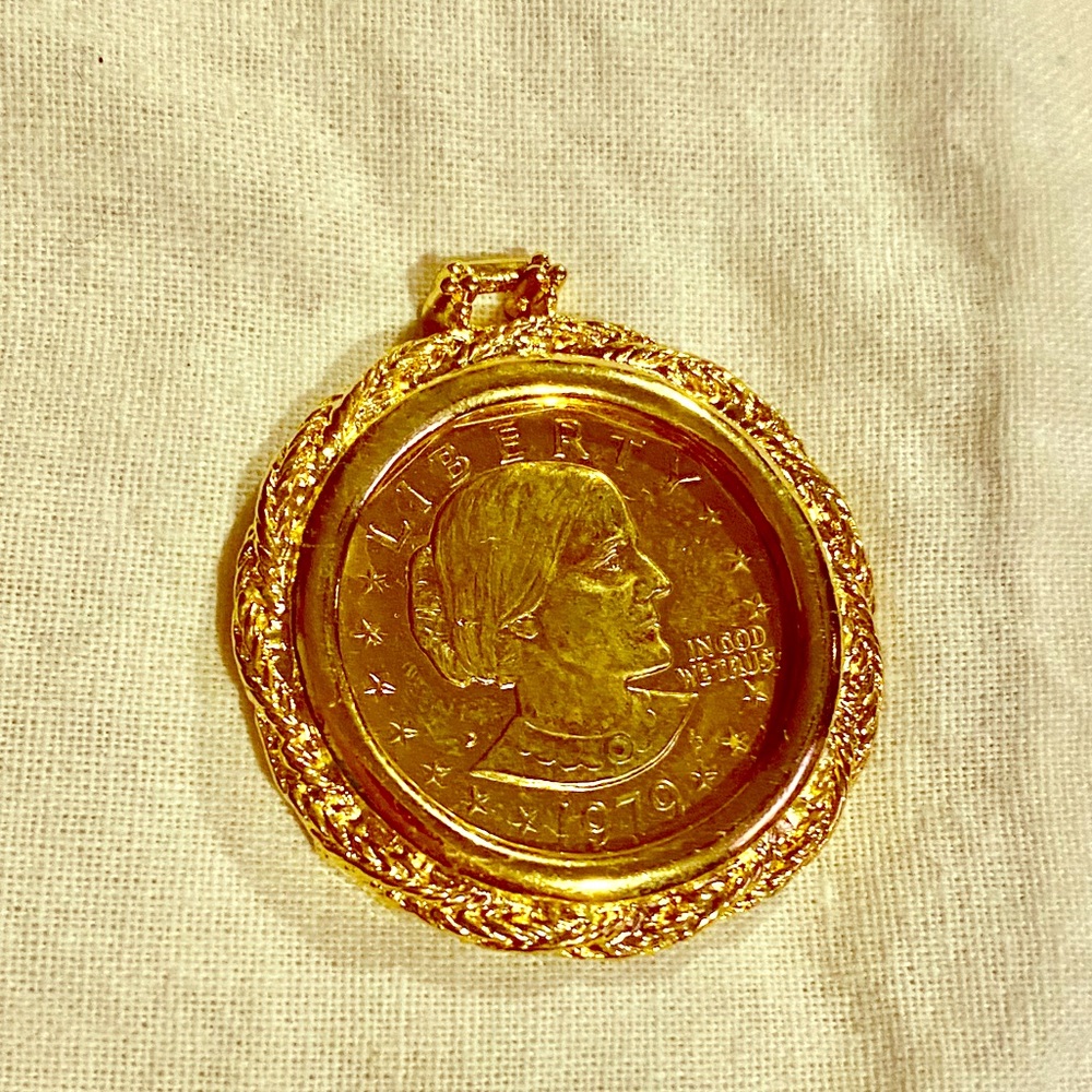 Susan B. Anthony Gold Dollar in Pendant